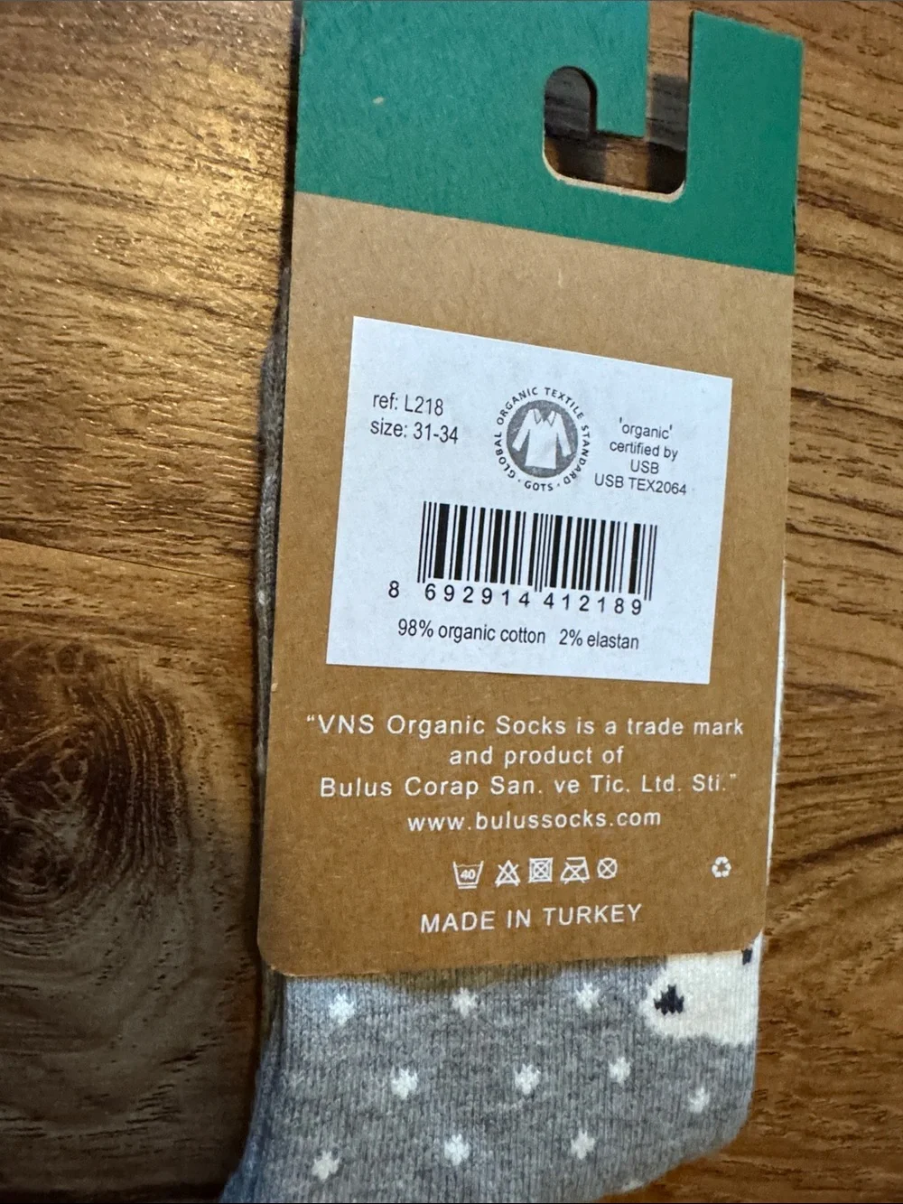European Organic Cotton Kids Socks - Polar Bear 🐻‍❄️ and White Dots NWT